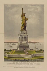 Den store Bartholdi-statuen, Liberty Enlightening the World, The Gift of France to the American People, ca. 1885 (kromolitografi)