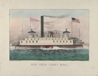 New York Ferry Boat, ca. 1860-65 (håndfarget litografi)