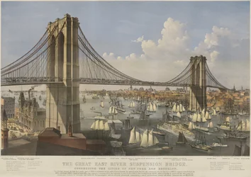The Great East River Suspension Bridge: Forbinder byene New York og Brooklyn