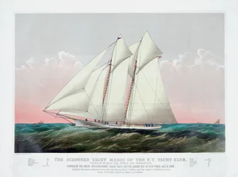 The Schooner Magic of the New York Yacht Club av Currier & Ives