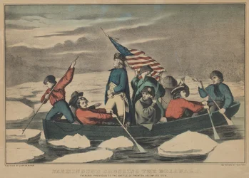 Washington krysser Delaware kvelden før slaget ved Trenton, 5. desember 1776
