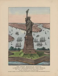Den store Bartholdi-statuen – Liberty Enlightening the World, 1885 (håndfarget litografi)