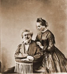 Portrett av Alexandre Dumas pere, romanforfatter 1802-1870 og hans datter Marie Dumas 1831-1878 (bilde)