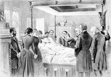 The Last Moments of Victor Hugo (1802-85) 22. mai 1885, gravert av Adrien Marie (1848-91) 1885