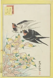 Homing Swallows and Red Leaves, 1859 (fargetrykk av treblokk)