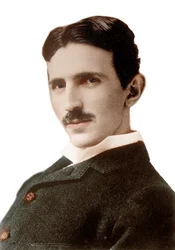 Portrett av Nikola Tesla (1856-1943) (Nikolaj) - kroatiskfødt serbisk ingeniør, fysiker og oppfinner - fotografi av Napoleon Sarony (1821-1896), 1890