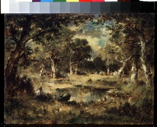""Skogslandskap"" (skogsump) Maleri av Narcisse Virgile Diaz de la Pena (1807-1876) 1870 Pushkin-museet, Moskva
