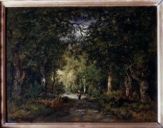 Veien gjennom skogen. Maleri av Narcisse Diaz de la Peña (1807-1876), 1800-tallet. Olje. 0,24 x 0,32 m