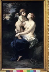 "Venus holder Amor på fanget" (Venus med Amor på fanget). Maleri av Narcissus Virgilio Diaz de la Pena (1807-1876) Pushkin Museum of Fine Arts fra 1800-tallet, Moskva