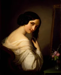 En dame ved toalettet hennes, av Natale Schiavoni (1777-1858)
