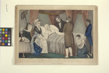 Death Of Washington (håndfarget litografi)
