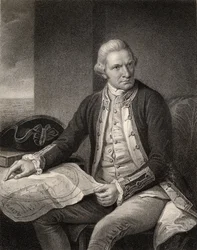 Kaptein James Cook, gravert av W. Holl, fra «The National Portrait Gallery, bind IV», utgitt ca. 1820