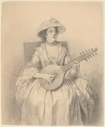 Kvinne som spiller en cittern