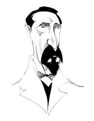 Alexander Borodin, russisk komponist, s/h karikatur, 2010 av Neale Osborne