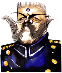 Paul von Hindenburg -polskfødt, tysk general og president (1847-1934); fargekarikatur