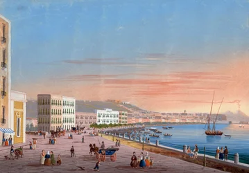 Utsikt over Napoli fra Posillipo (gouache)