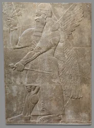 Relieffpanel, nyassyrisk, ca. 883-859 f.Kr. (gipsalabast)