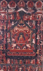 Buddha innleder praksisen med å motta almisser, fra 