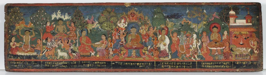 Buddhistisk manuskriptomslag (ugjennomsiktig wc på tre)