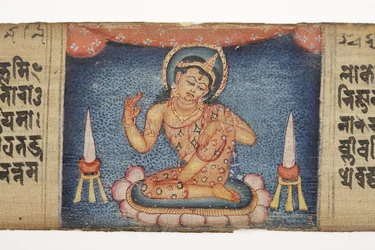 Sittende Bodhisattva, fra Gandavyuha (ugjennomsiktig wc og blekk på palmeblad)