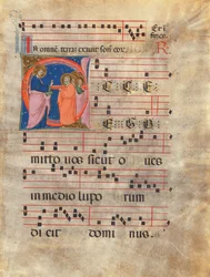 Antifonal folio med historisert initial #39;E#39; (CBL W 195.097)