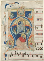 Fragment of an Antiphonary with Historiated Initial A: Christ in Majesty, 1308.
