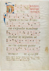 Saint Agnes i en historisk initial "V" fra et antifonarium