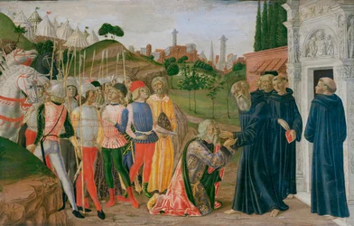 Scene fra Sankt Bernardinos liv (tempera på tre)