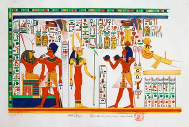 Veggmaleri fra El-Kab, Egypt, 1841