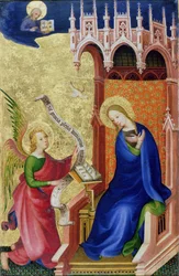 Bebudelsen, fra en sammenleggbar altertavle, ca. 1400 (tempera og bladgull på panel)