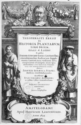 Tittelsiden til Historia Plantarum Libri Ten av Theophrastus (ca. 372-c.287 f.Kr.) utgitt i Amsterdam i 1644