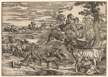 Landskap med en melkepike, ca. 1525.