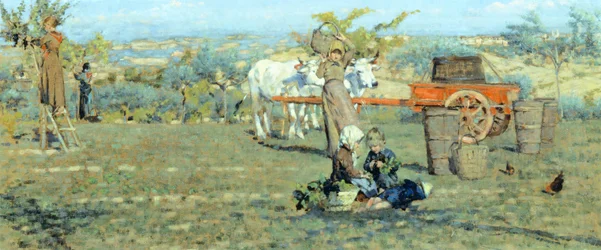 I markene, ca 1891, av Niccolo Cannicci (1846-1906). Olje på lerret, 41,5x90,5 cm.