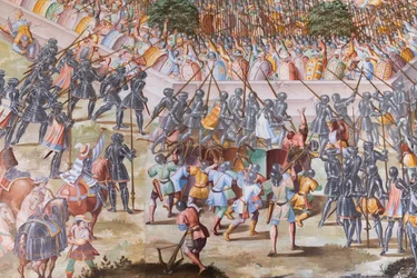 Detalj av freskomaleri i Hall of Battles i slaget ved La Higueruela i 1431