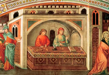 Historien om Saint Matthew, detalj av en freske av Niccolo di Pietro Gerini, ca. 1400