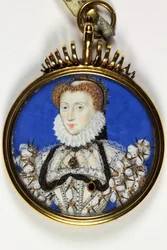 En dame tradisjonelt identifisert som Elizabeth I (akvarell og kroppsfarge på vellum)