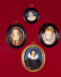 Samling av miniatyrer: Francis Drake (nå i National Portrait Gallery, se 1619); Elizabeth I (nå i National Portrait Gallery); Isaac Oliver; Elizabeth, dronning av Böhmen