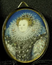 Elizabeth I Queen of England, ca. 1600 (pergament, sølv og glass)