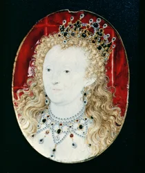 Miniatyr av dronning Elizabeth I (wc på vellum på spillkort)