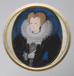 Portrait of a Woman, c.1590 (watercolor on vellum in original turned ivory case)