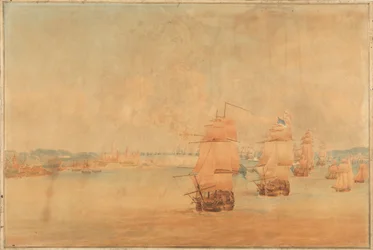Pocock, den engelske flåten passerer Sundet 28. mars 1801
