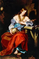 Marie Madeleine - Maria Magdalena, av Renieri (Regnier), Niccolo (ca. 1590-1667). Olje på lerret, ca. 1655. Dimensjon : 185x123,5 cm. Kunsthistorisk museum, Vienne
