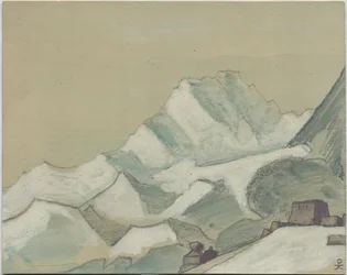 Himalaya hinsides skyene, skisse, 1933