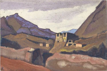 Ladakh par Roerich, Nicholas (1874-1947). Tempera på papp, størrelse: 30,5x45,7