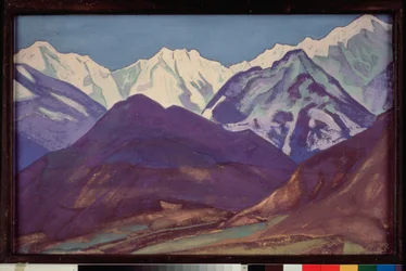 Kuluta (Kulu-dalen, Himalaya-massivet) (India). Maleri av verk av Nicolas (Nicholas) Roerich (1874-1947), tempera på lerret