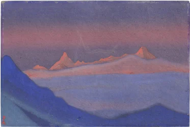 Tangla La par Roerich, Nicholas (1874-1947). Tempera på papp, størrelse: 30,5x45,7