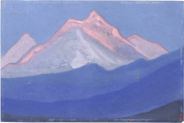 Himalaya av Roerich, Nicholas (1874-1947). Tempera på papp, størrelse: 30,5x45,7