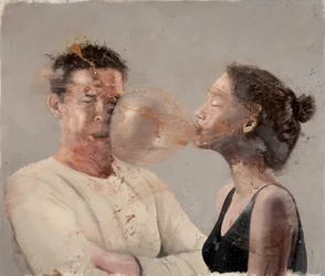 Boble I (Jente med bokser), 2020 (olje på lerret)