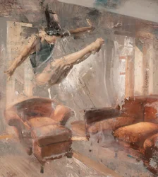 Dykk ned i en sofa, 2018 (olje på lerret)