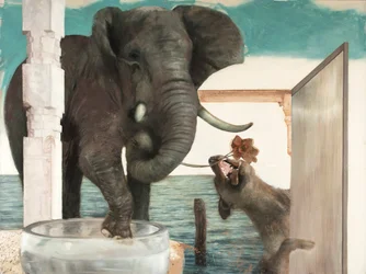 Elefant med hund, 2011 (olje på lerret)